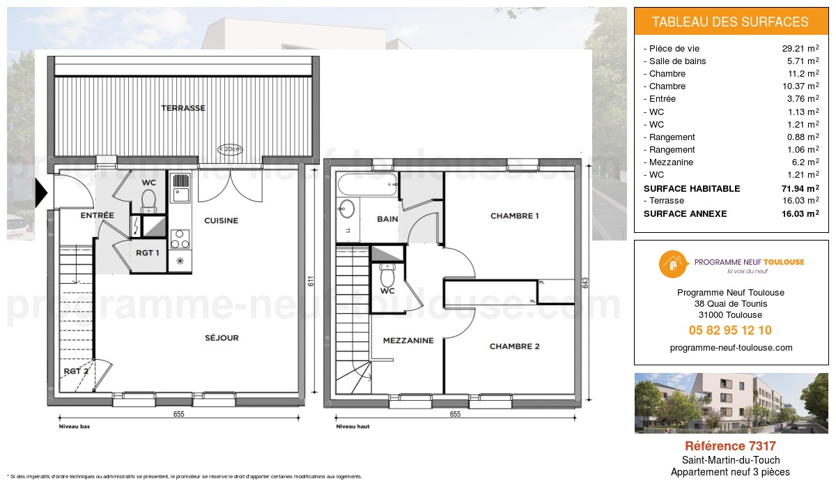 Plan pour un Appartement neuf de  70.73m² à
					Saint-Martin-du-Touch