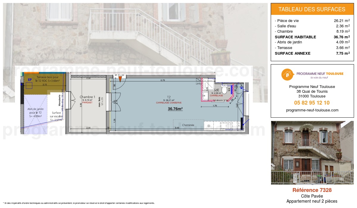 Plan pour un Appartement neuf de  36.76m² à
					Côte Pavée