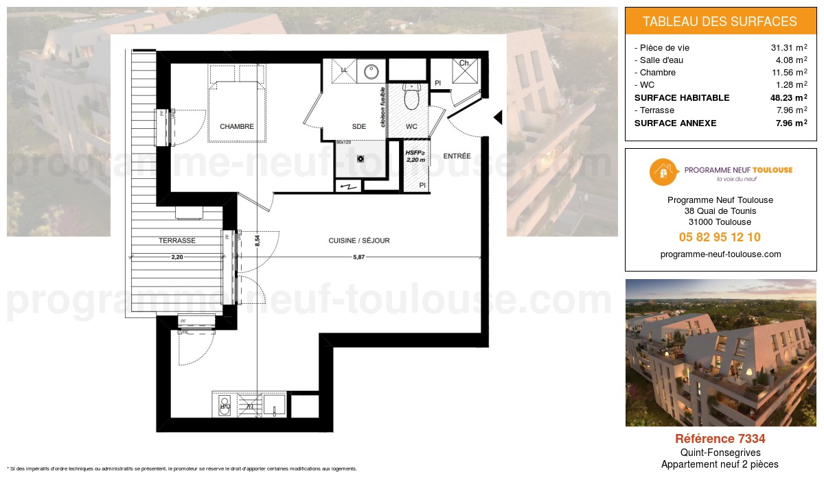 Plan pour un Appartement neuf de  48.23m² à
					Quint-Fonsegrives