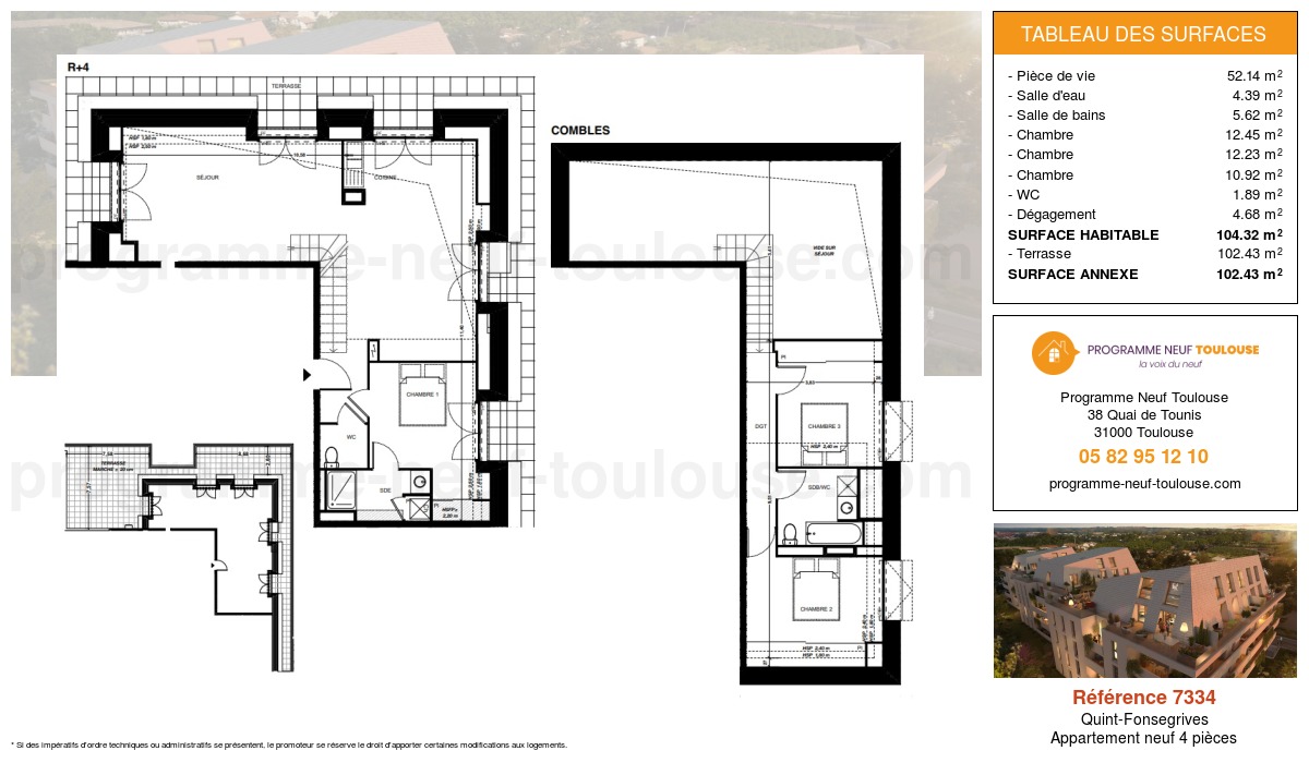 Plan pour un Appartement neuf de  104.32m² à
					Quint-Fonsegrives