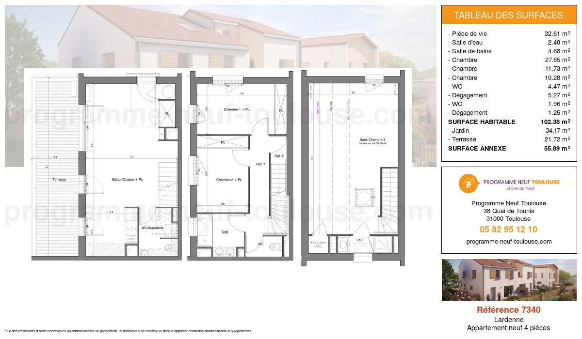 Plan pour un Appartement neuf de  102.38m² à
					Lardenne