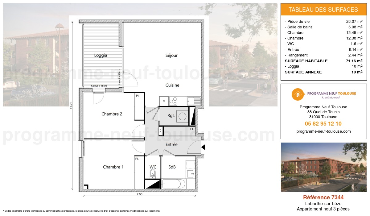 Plan pour un Appartement neuf de  71.16m² à
					Labarthe-sur-Lèze
