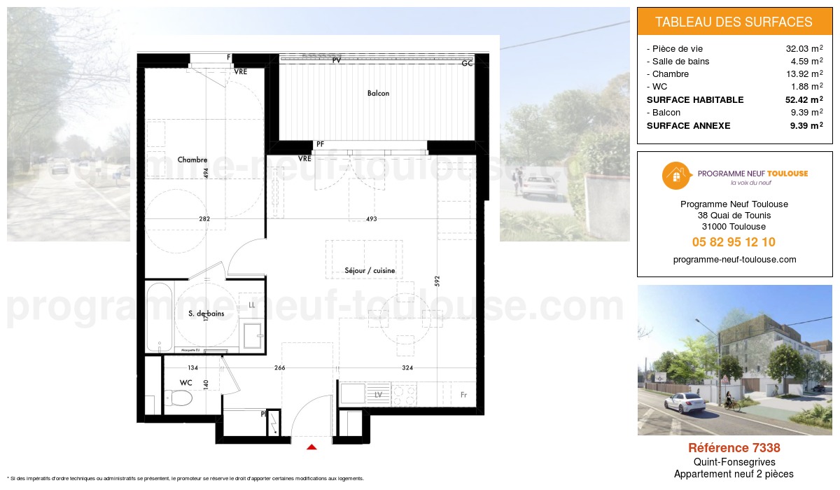 Plan pour un Appartement neuf de  52.42m² à
					Quint-Fonsegrives
