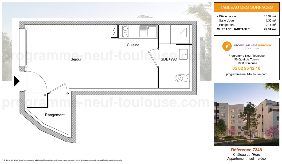Plan pour un Appartement neuf de  25.81m² à
					Château de l'Hers