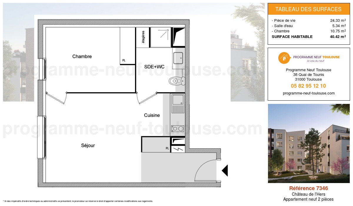 Plan pour un Appartement neuf de  40.41m² à
					Château de l'Hers