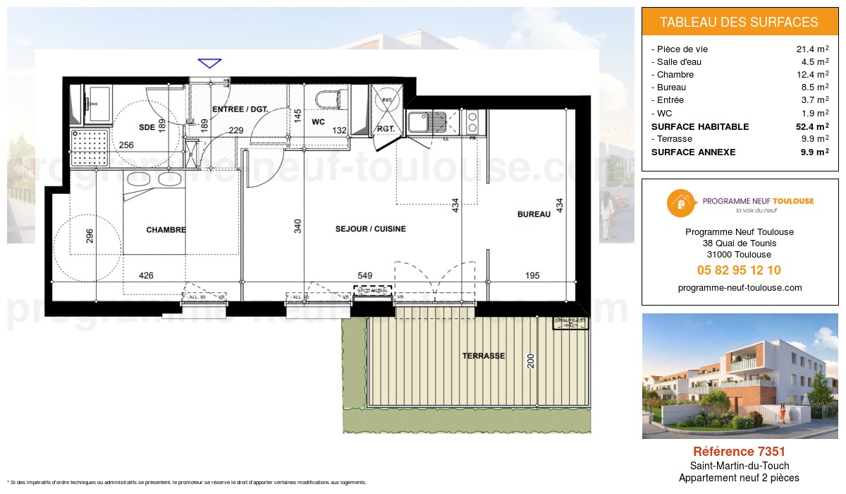 Plan pour un Appartement neuf de  52.4m² à
					Saint-Martin-du-Touch