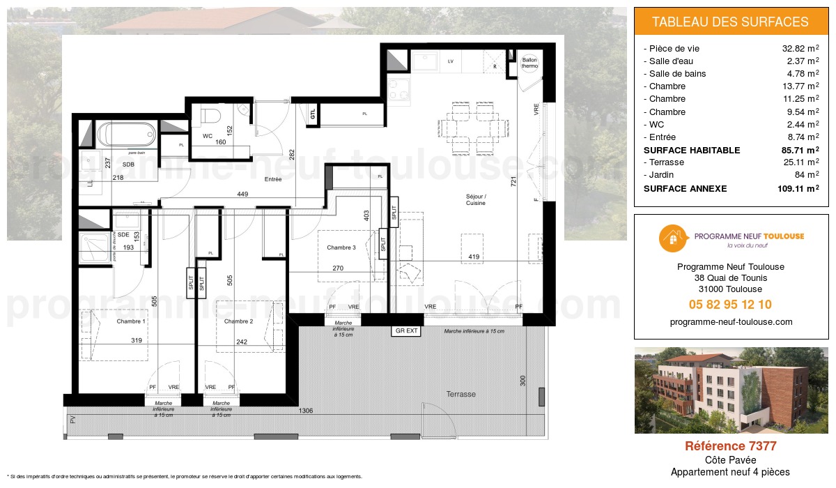 Plan pour un Appartement neuf de  85.71m² à
					Côte Pavée