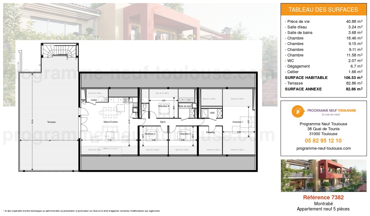 Plan pour un Appartement neuf de  110.64m² à
					Montrabé