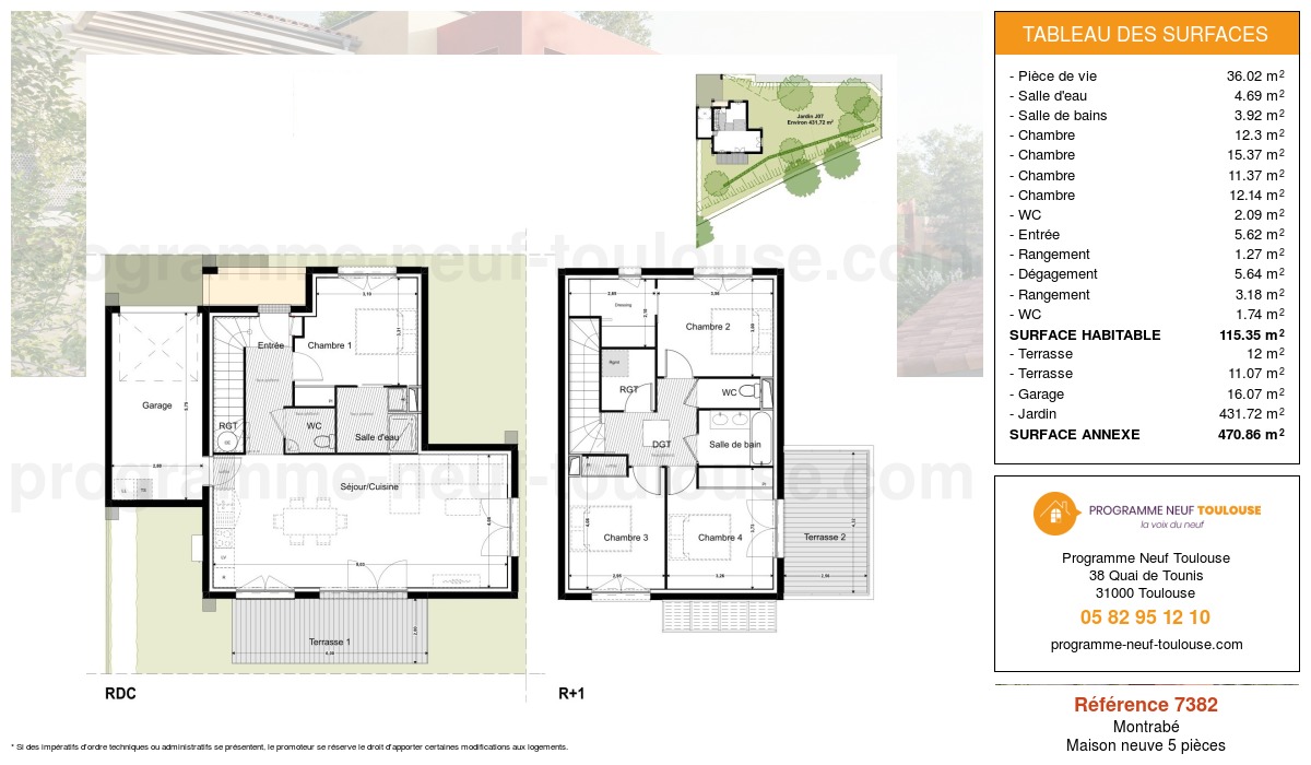 Plan pour un Maison neuve de  115.35m² à
					Montrabé
