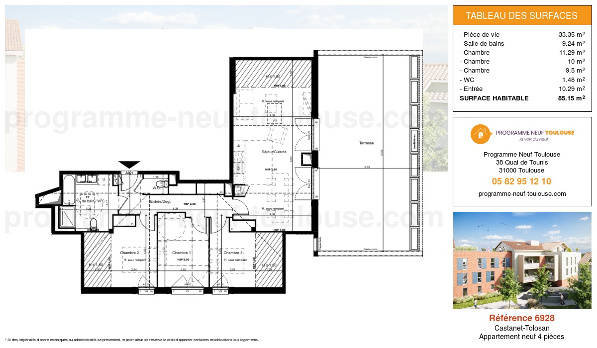 Plan pour un Appartement neuf de  85.15m² à
					Castanet-Tolosan