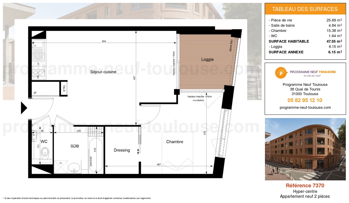 Plan pour un Appartement neuf de  47.55m² à
					Hyper-centre