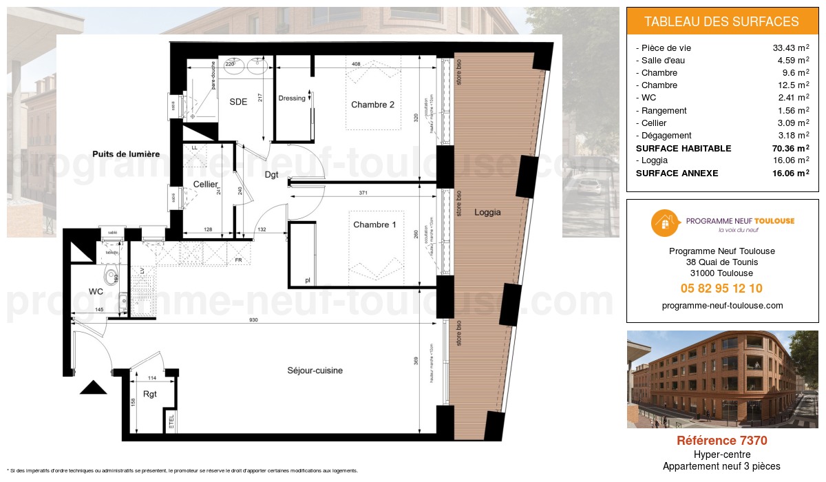 Plan pour un Appartement neuf de  70.36m² à
					Hyper-centre