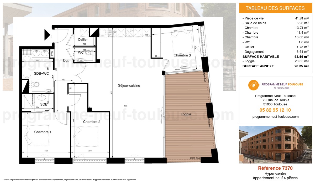 Plan pour un Appartement neuf de  93.44m² à
					Hyper-centre