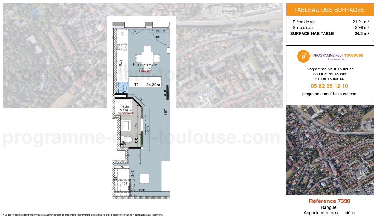 Plan pour un Appartement neuf de  24.2m² à
					Rangueil