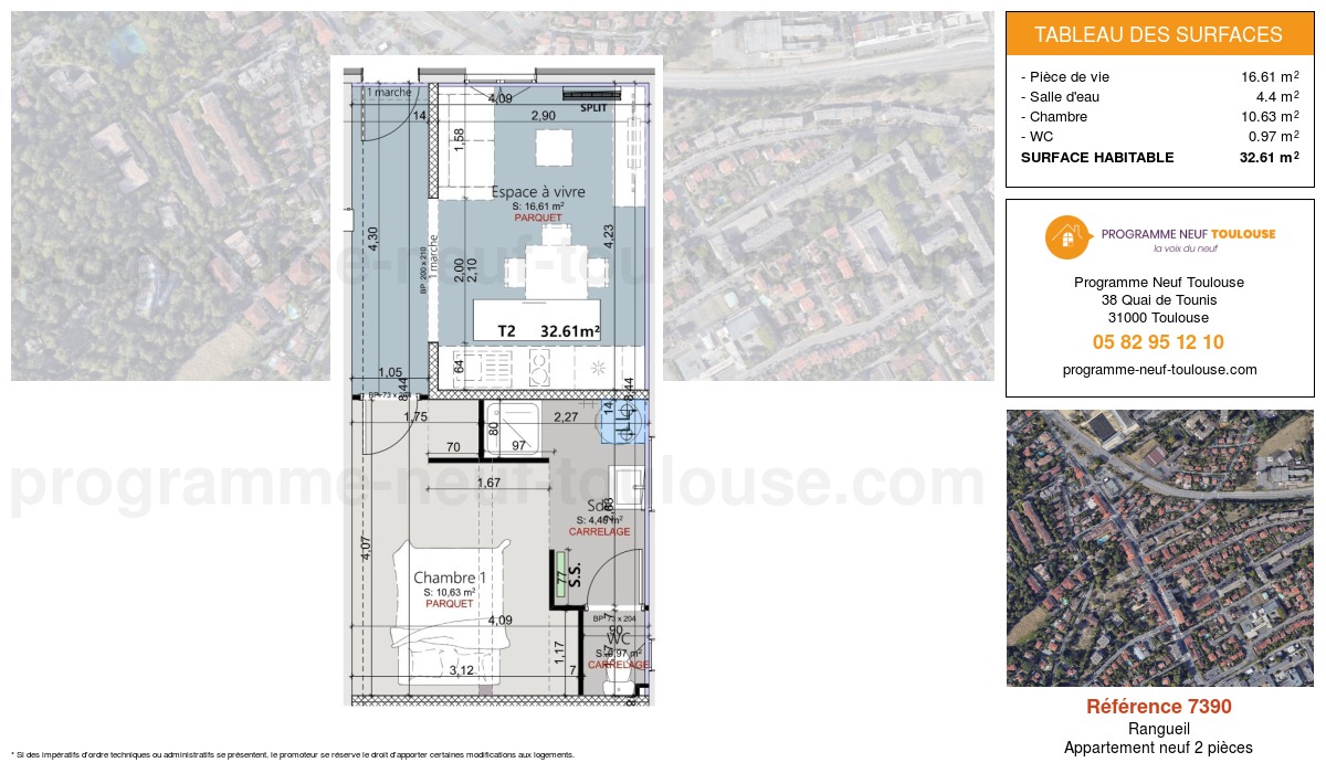Plan pour un Appartement neuf de  32.61m² à
					Rangueil