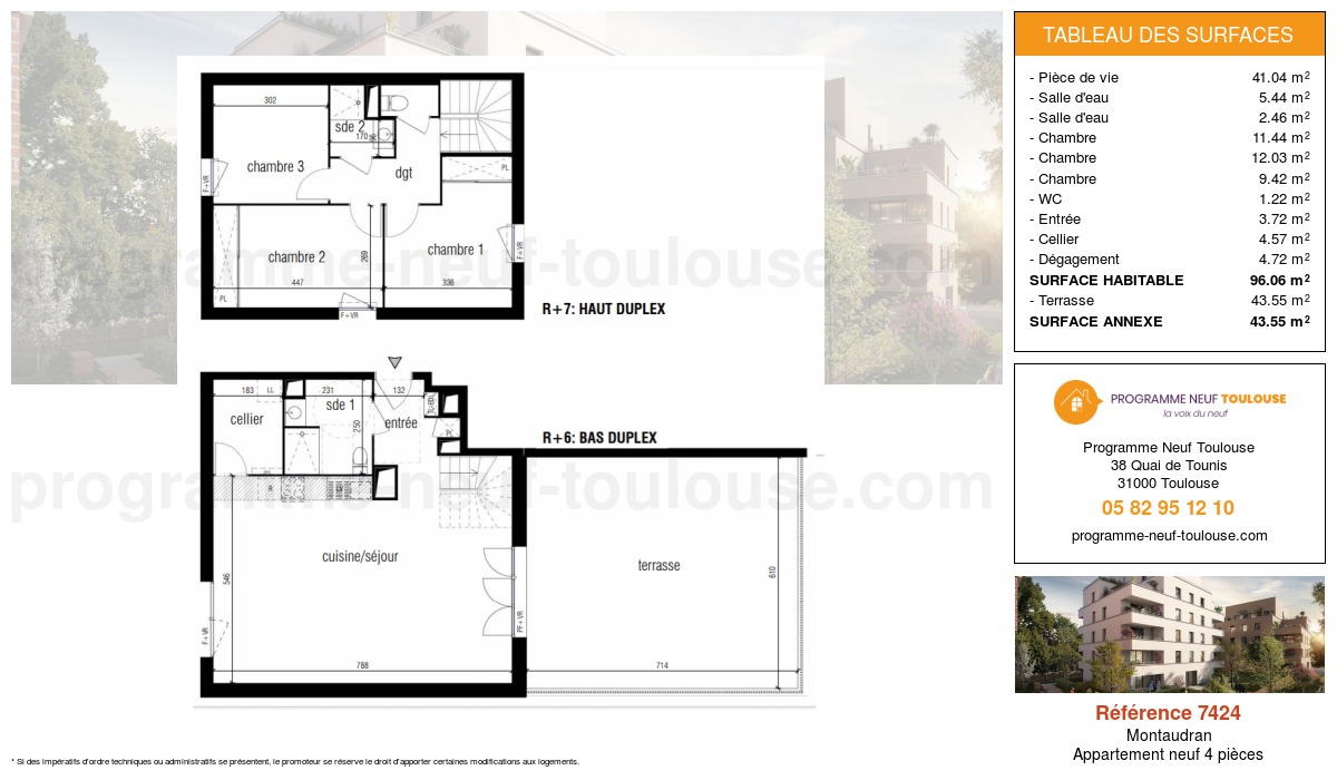 Plan pour un Appartement neuf de  96.06m² à
					Montaudran