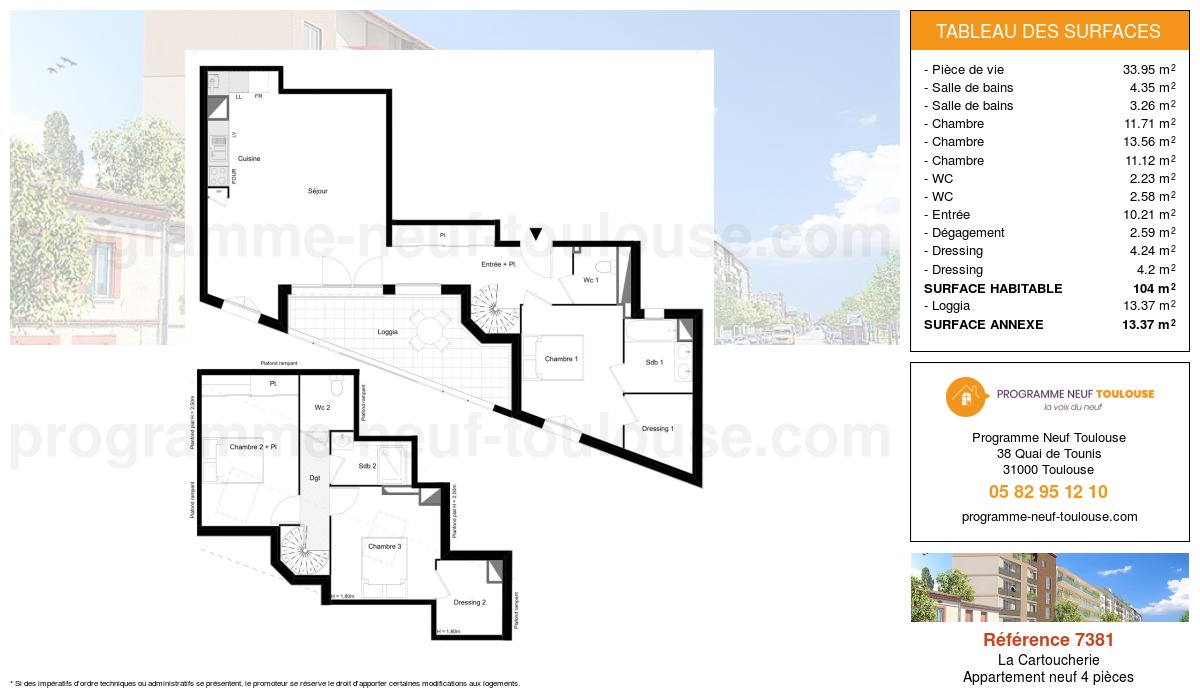 Plan pour un Appartement neuf de  104m² à
					La Cartoucherie