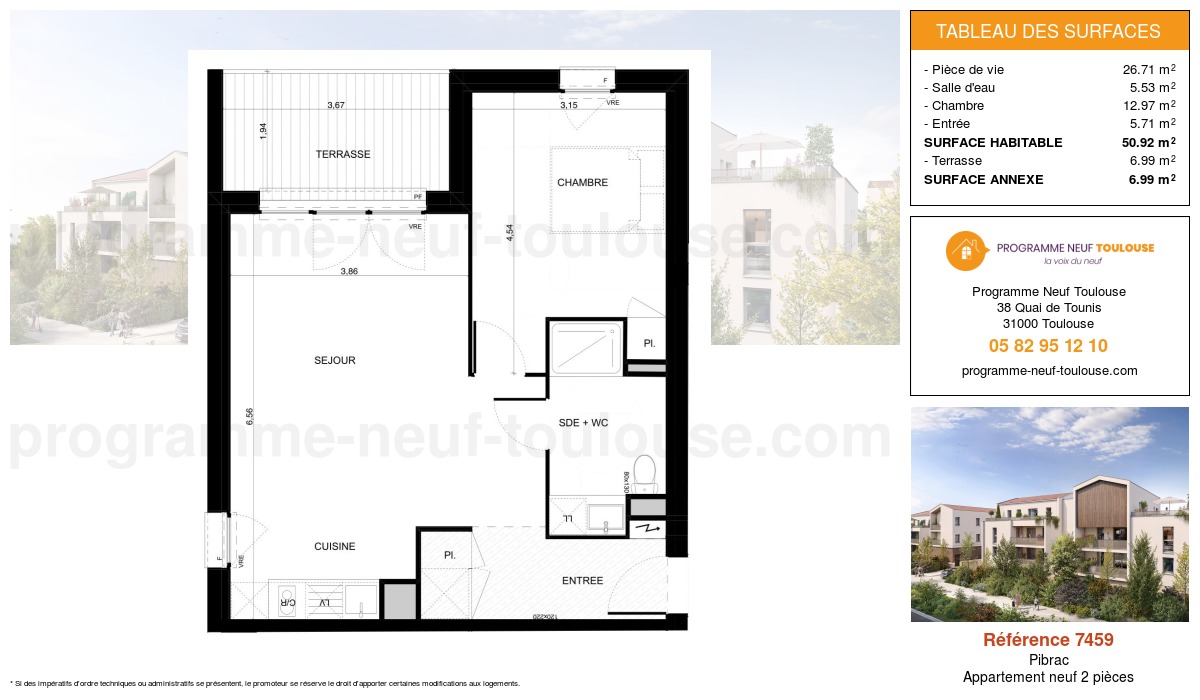 Plan pour un Appartement neuf de  50.92m² à
					Pibrac