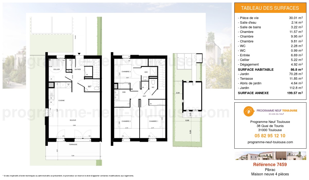 Plan pour un Maison neuve de  86.8m² à
					Pibrac