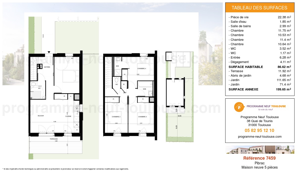 Plan pour un Maison neuve de  86.62m² à
					Pibrac