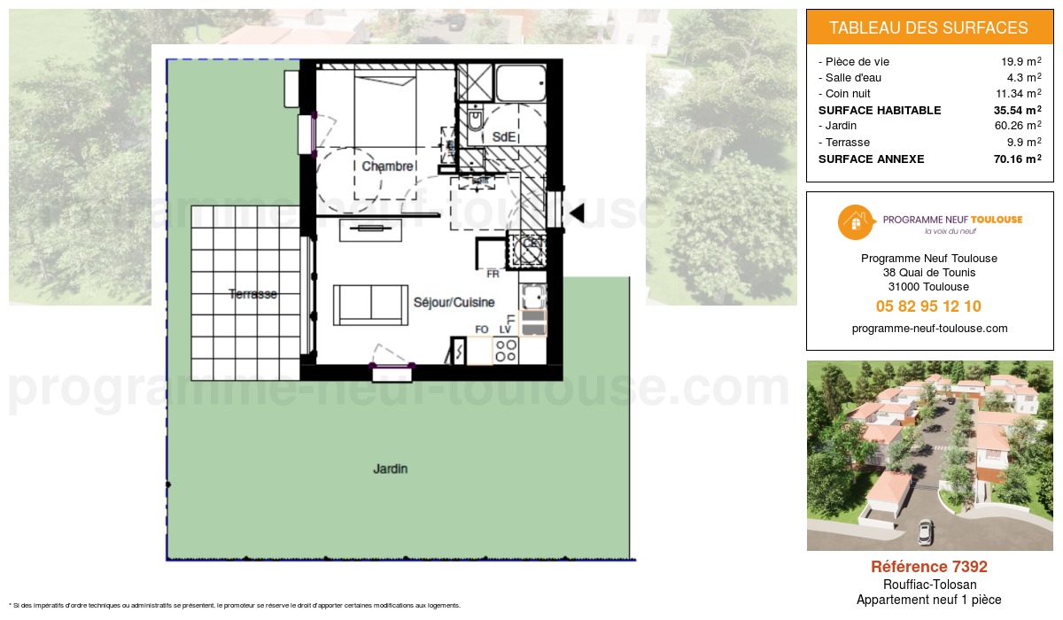 Plan pour un Appartement neuf de  35.48m² à
					Rouffiac-Tolosan