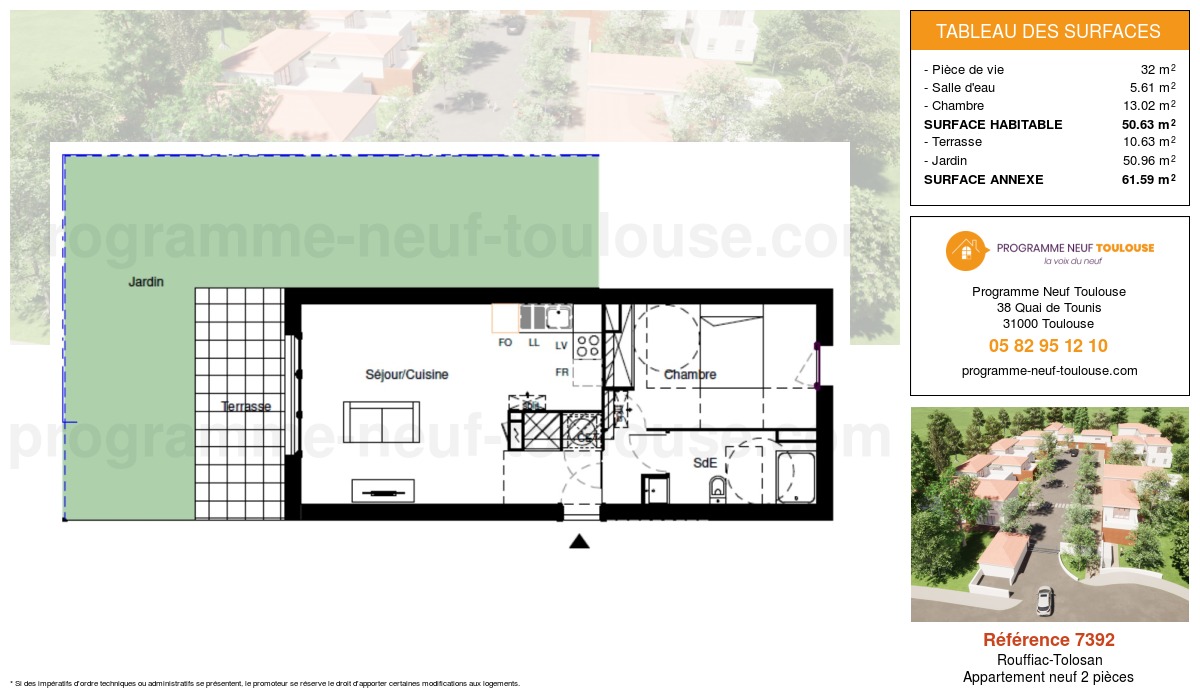 Plan pour un Appartement neuf de  50.63m² à
					Rouffiac-Tolosan