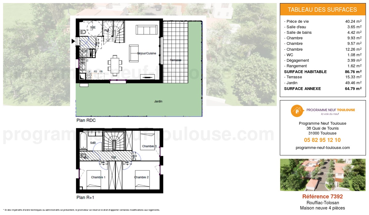 Plan pour un Maison neuve de  86.76m² à
					Rouffiac-Tolosan