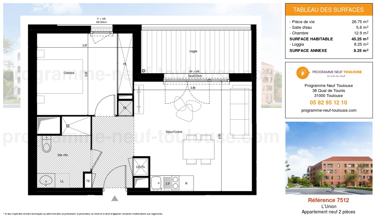 Plan pour un Appartement neuf de  45.25m² à
					L'Union