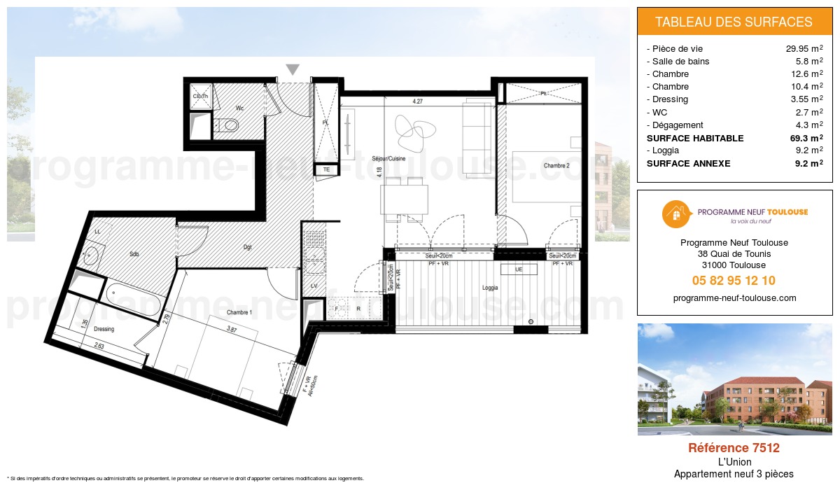 Plan pour un Appartement neuf de  69.3m² à
					L'Union