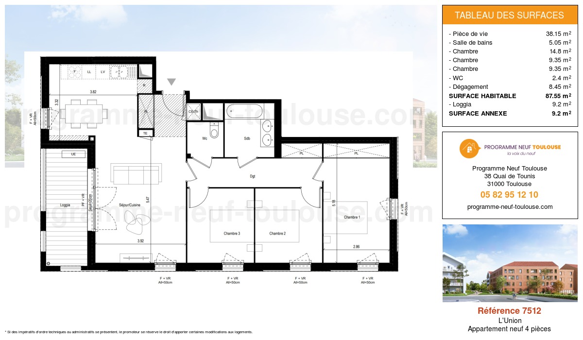 Plan pour un Appartement neuf de  87.55m² à
					L'Union