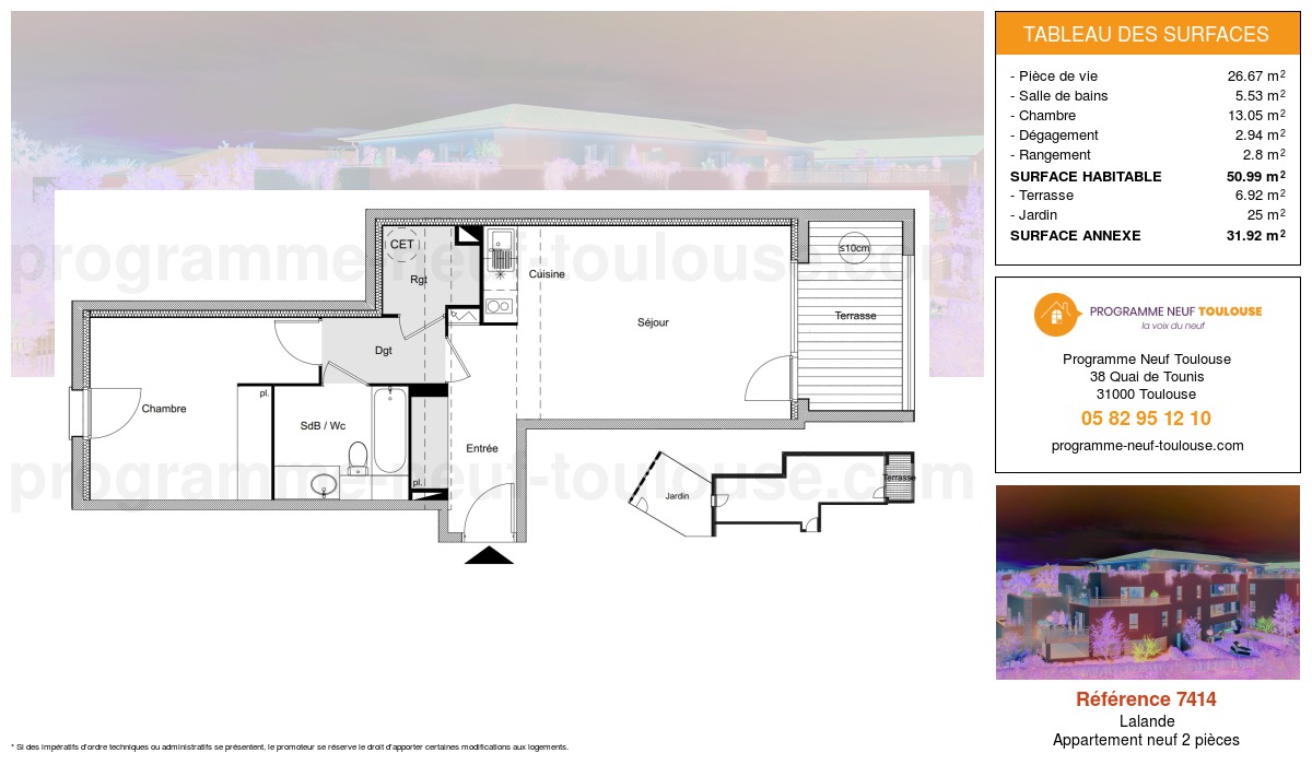 Plan pour un Appartement neuf de  50.99m² à
					Lalande