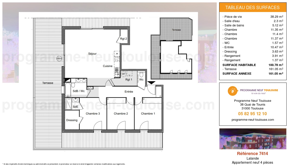 Plan pour un Appartement neuf de  100.78m² à
					Lalande