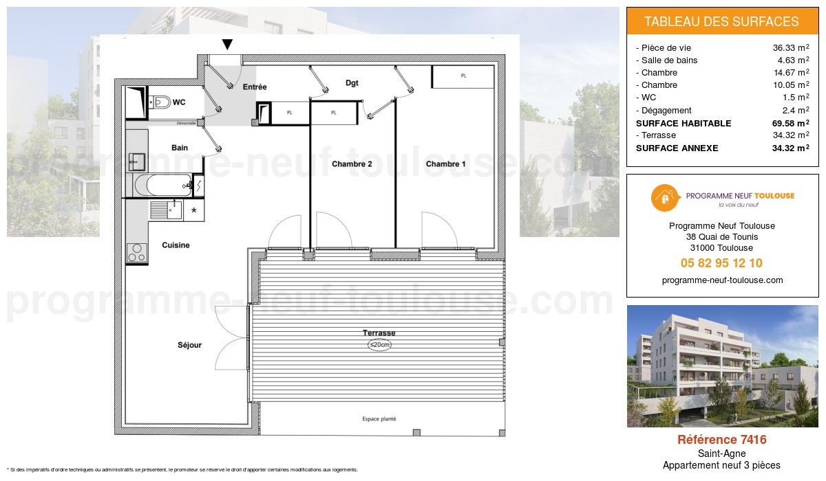 Plan pour un Appartement neuf de  69.58m² à
					Saint-Agne