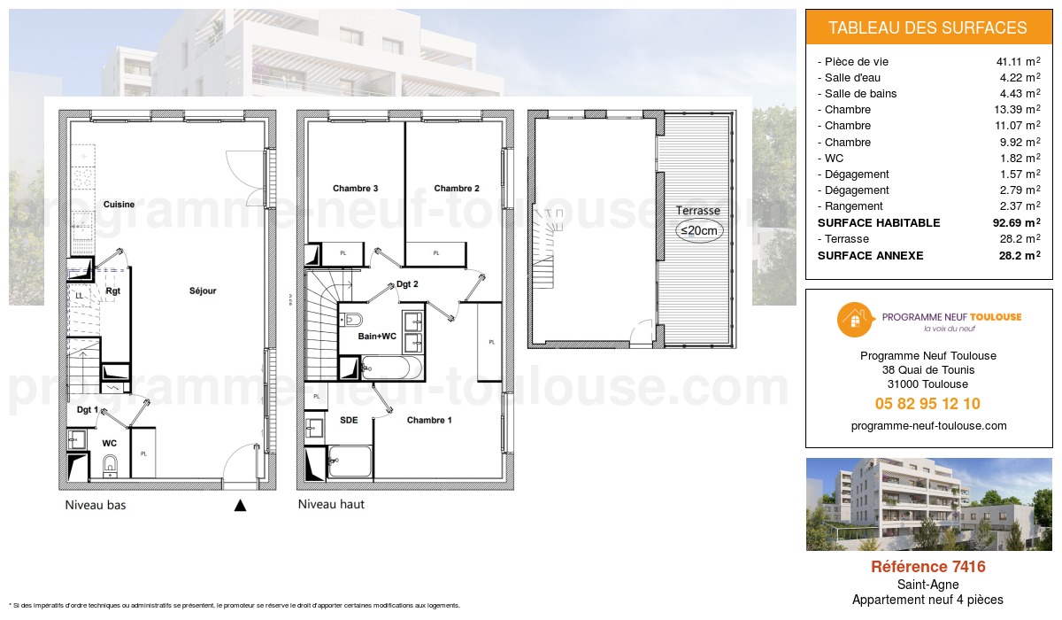 Plan pour un Appartement neuf de  92.69m² à
					Saint-Agne