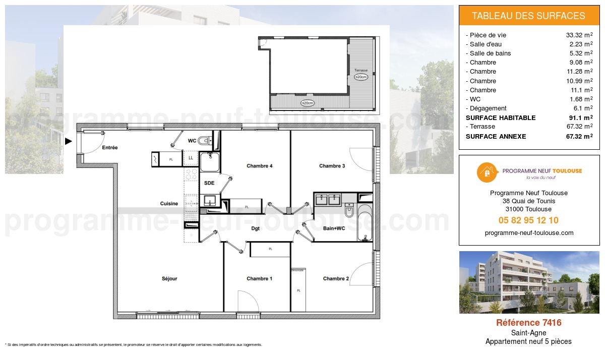 Plan pour un Appartement neuf de  91.1m² à
					Saint-Agne