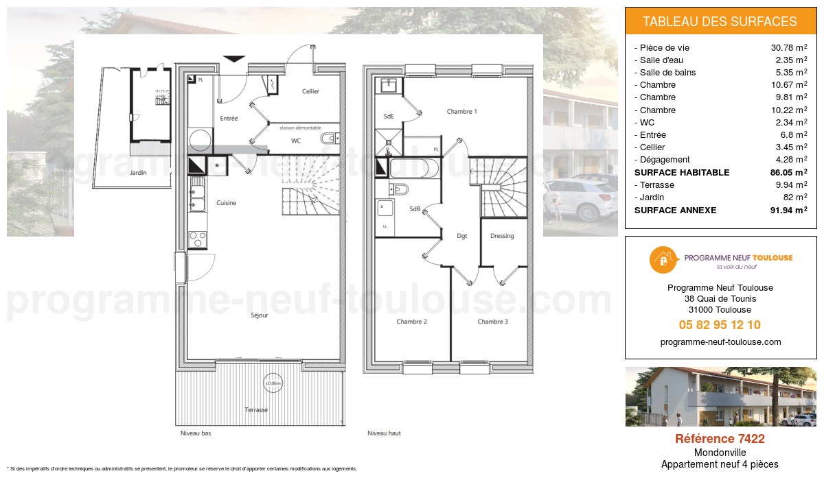 Plan pour un Appartement neuf de  86.05m² à
					Mondonville