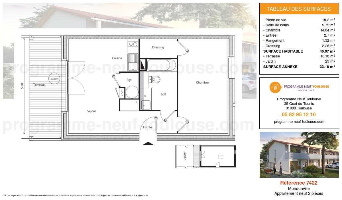 Plan pour un Appartement neuf de  46.07m² à
					Mondonville