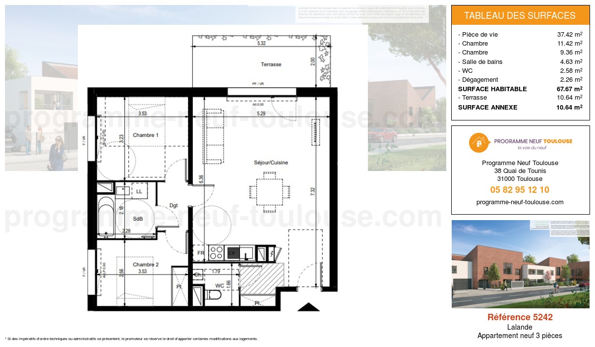 Plan pour un Appartement neuf de  67.64m² à
					Lalande