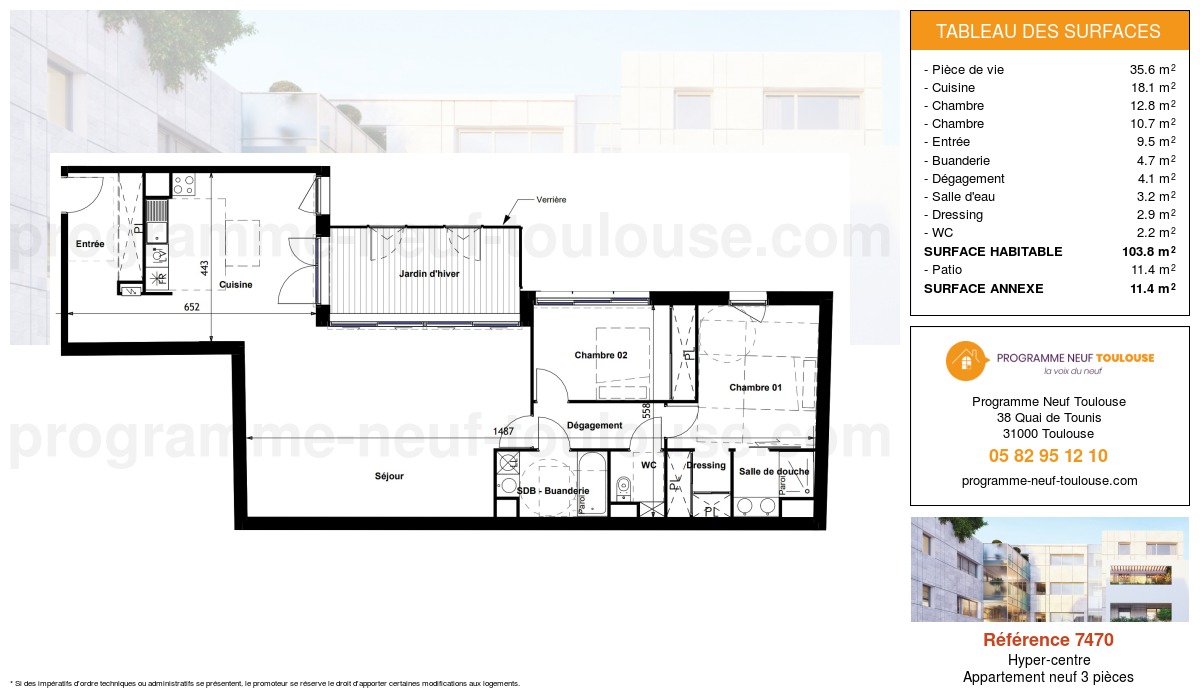 Plan pour un Appartement neuf de  103.9m² à
					Hyper-centre