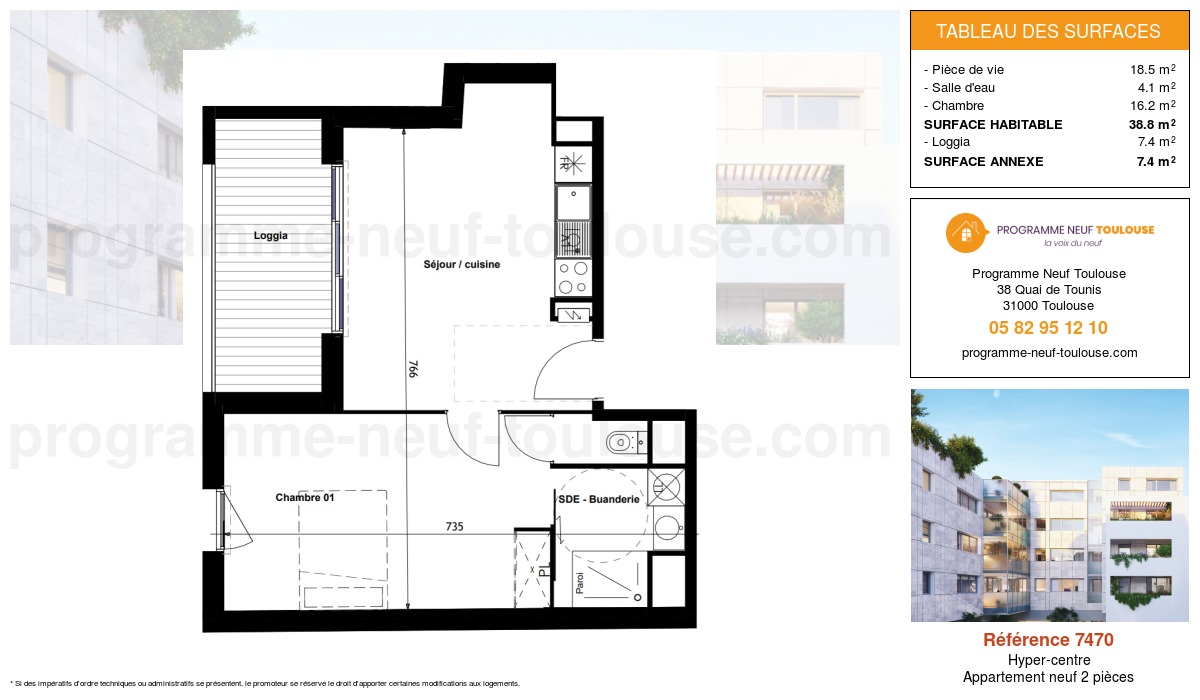 Plan pour un Appartement neuf de  38.8m² à
					Hyper-centre