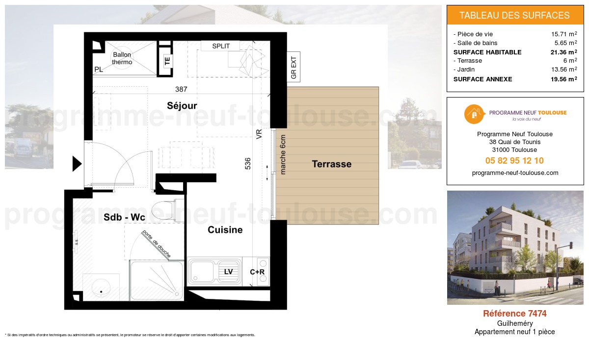 Plan pour un Appartement neuf de  21.36m² à
					Guilheméry