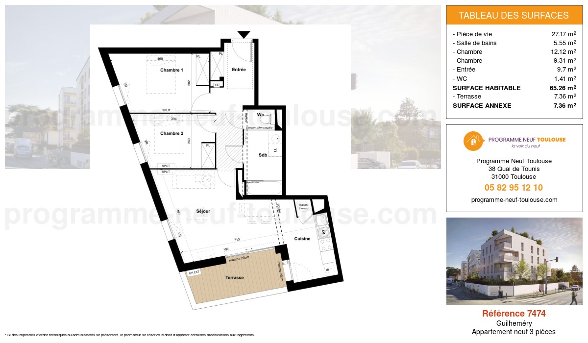 Plan pour un Appartement neuf de  65.26m² à
					Guilheméry