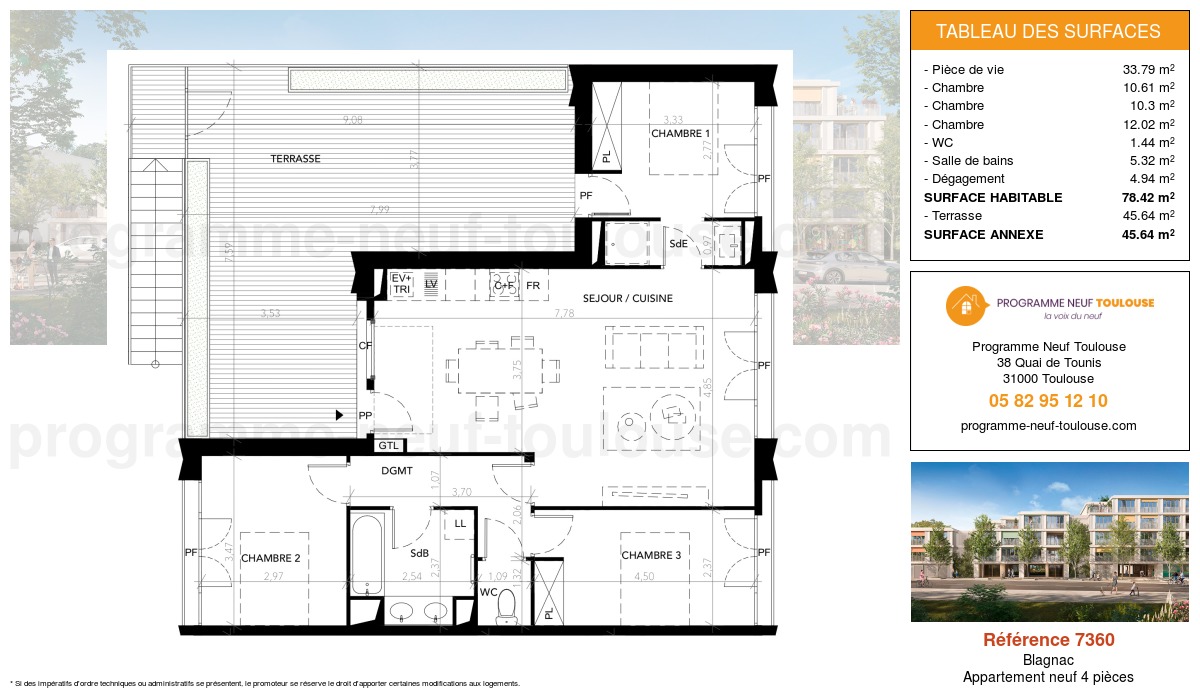 Plan pour un Appartement neuf de  78.84m² à
					Blagnac