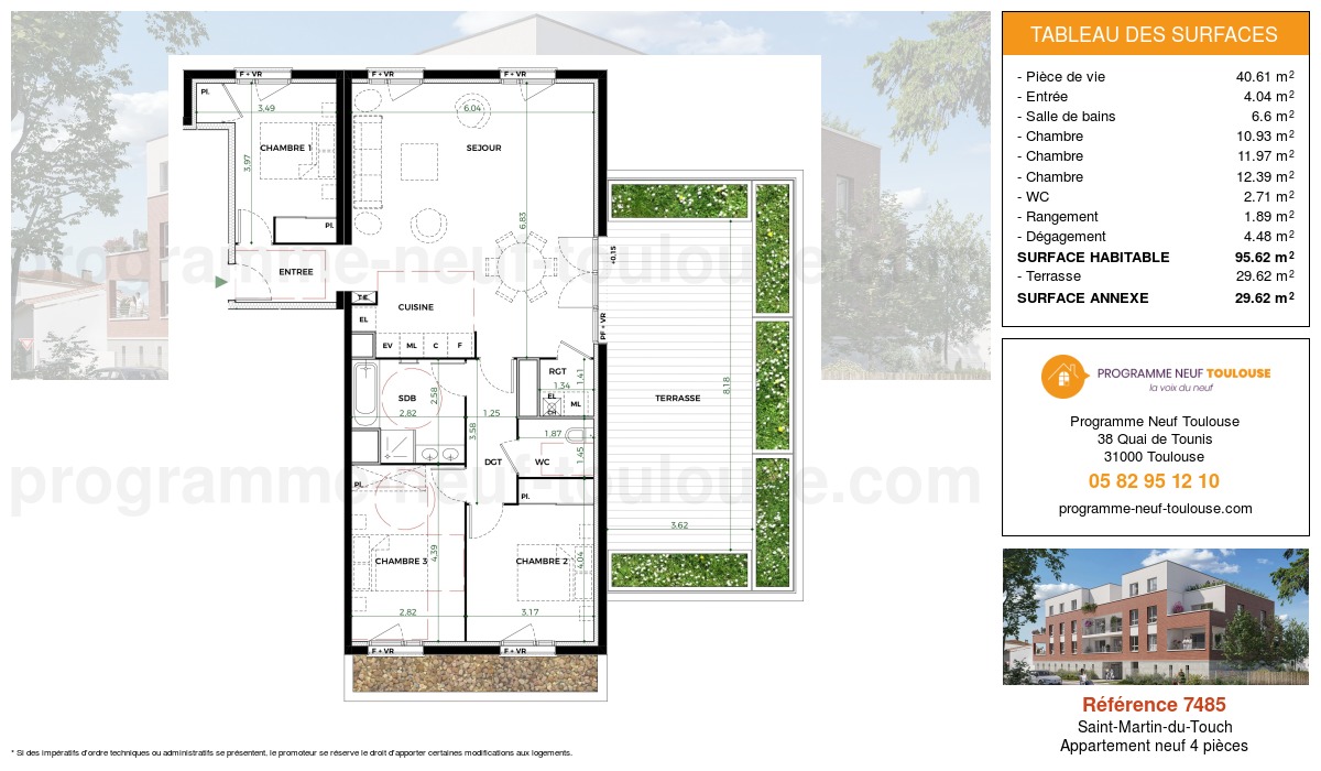 Plan pour un Appartement neuf de  95.62m² à
					Saint-Martin-du-Touch