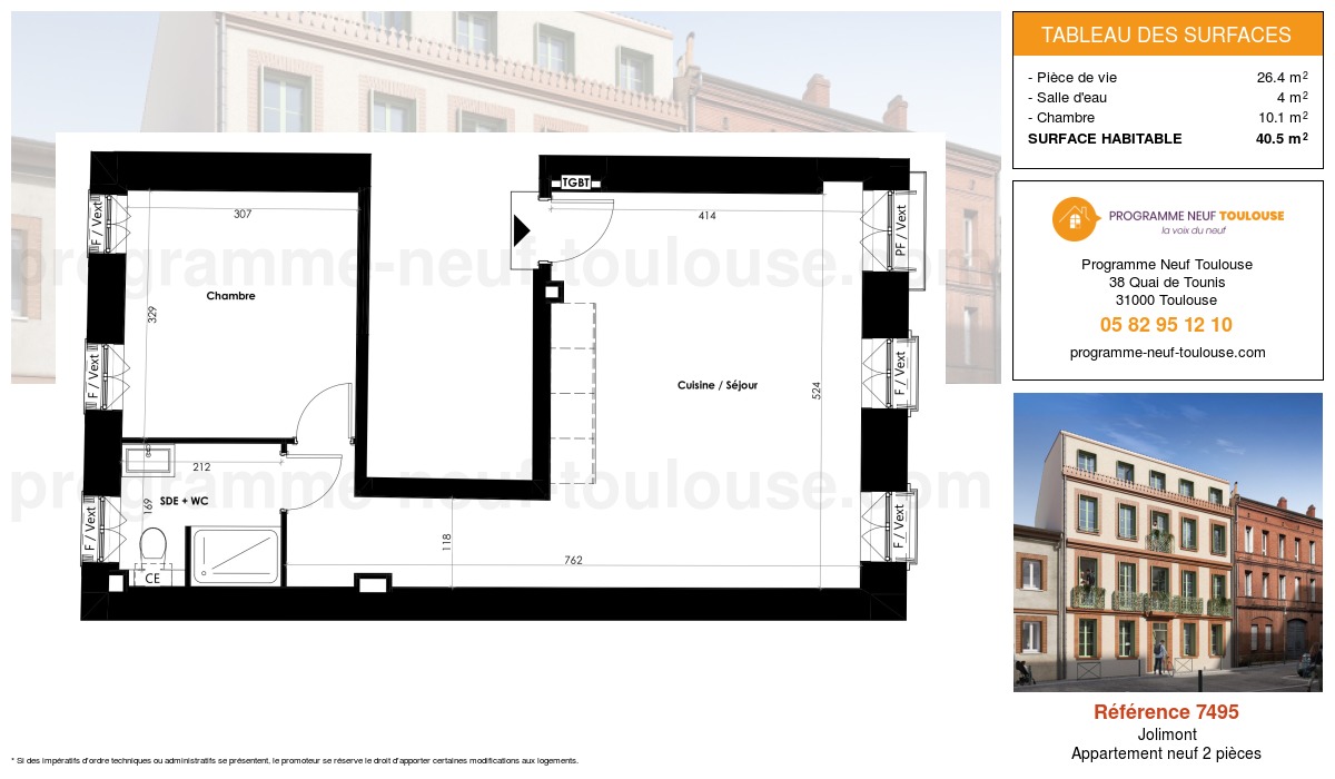 Plan pour un Appartement neuf de  40.5m² à
					Jolimont