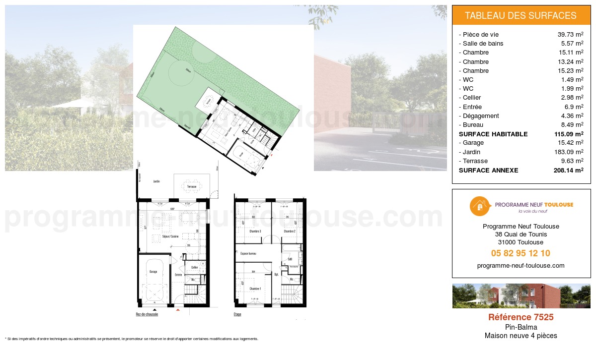 Plan pour un Maison neuve de  115.09m² à
					Pin-Balma