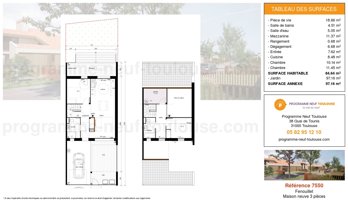 Plan pour un Maison neuve de  73.26m² à
					Fenouillet