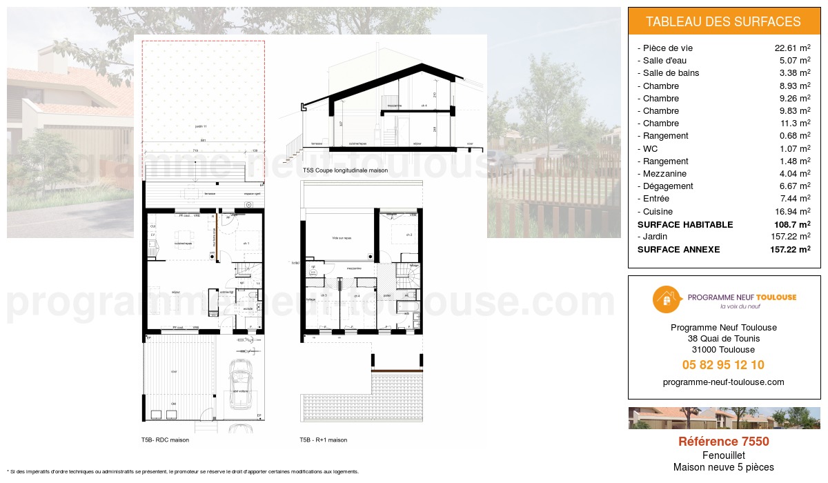 Plan pour un Maison neuve de  108.7m² à
					Fenouillet