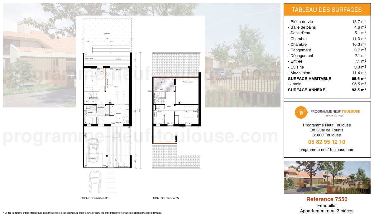 Plan pour un Appartement neuf de  74.3m² à
					Fenouillet