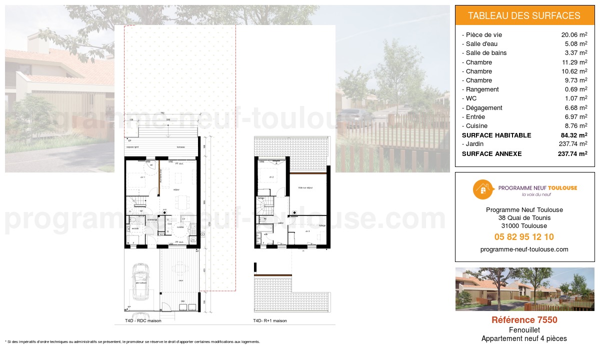 Plan pour un Appartement neuf de  84.32m² à
					Fenouillet